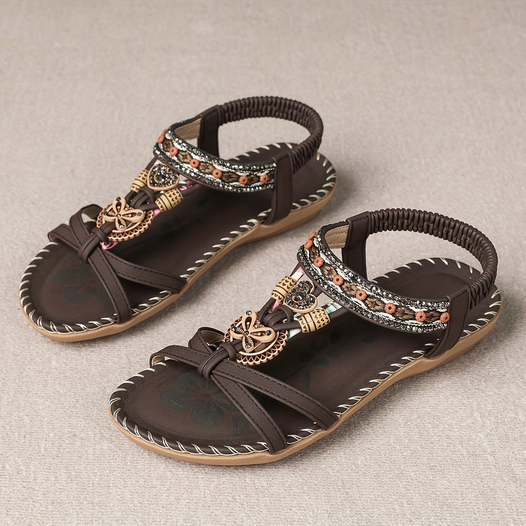 Quinn™ - Boho Style Rhinestone Butterfly Flat Sandals