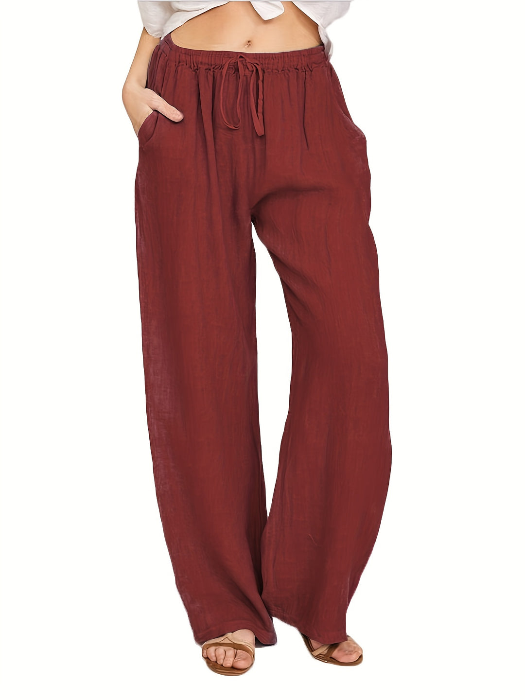 Alina™ - Solid Casual Wide Leg Drawstring Pants