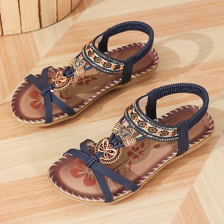 Quinn™ - Boho Style Rhinestone Butterfly Flat Sandals