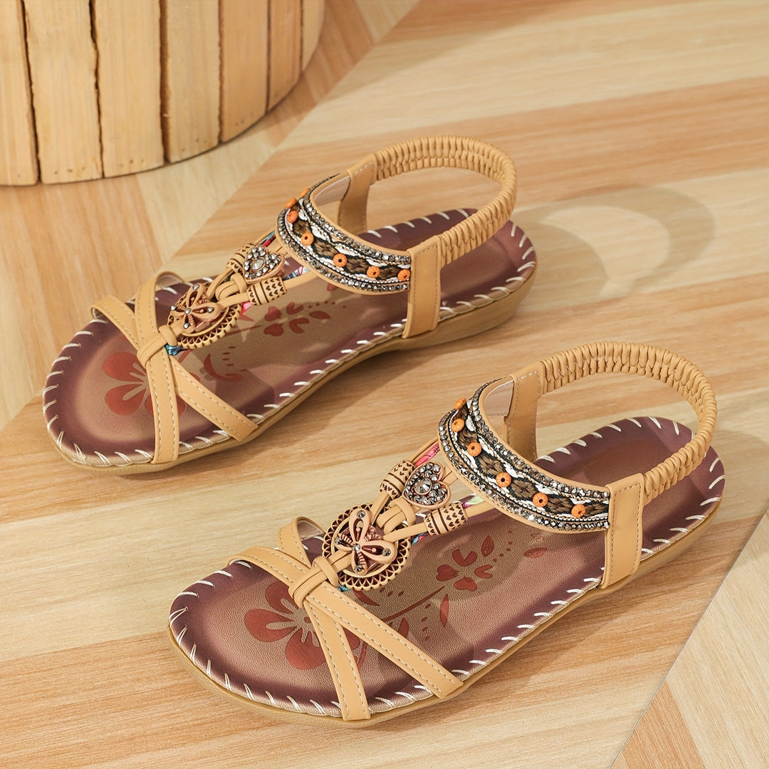 Quinn™ - Boho Style Rhinestone Butterfly Flat Sandals