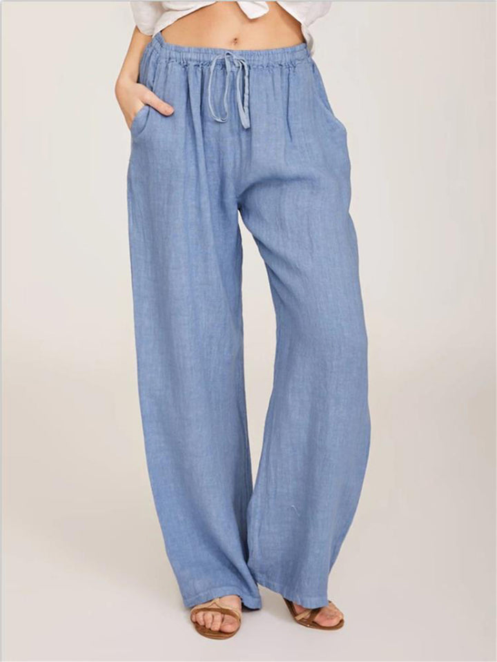 Alina™ - Solid Casual Wide Leg Drawstring Pants