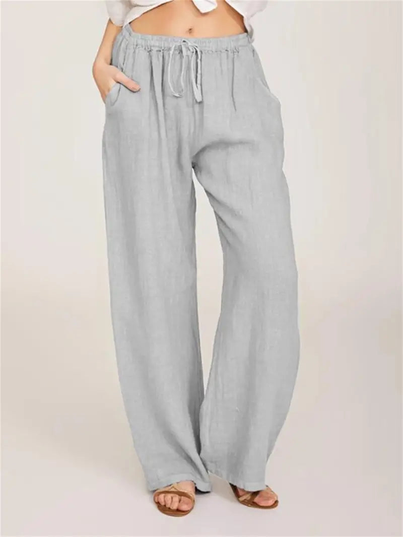 Alina™ - Solid Casual Wide Leg Drawstring Pants