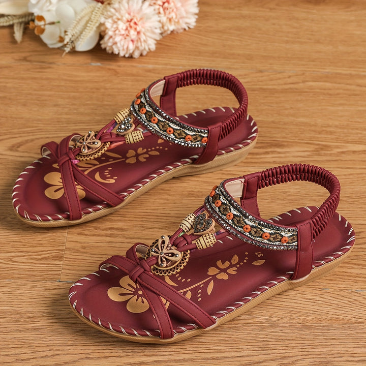 Quinn™ - Boho Style Rhinestone Butterfly Flat Sandals