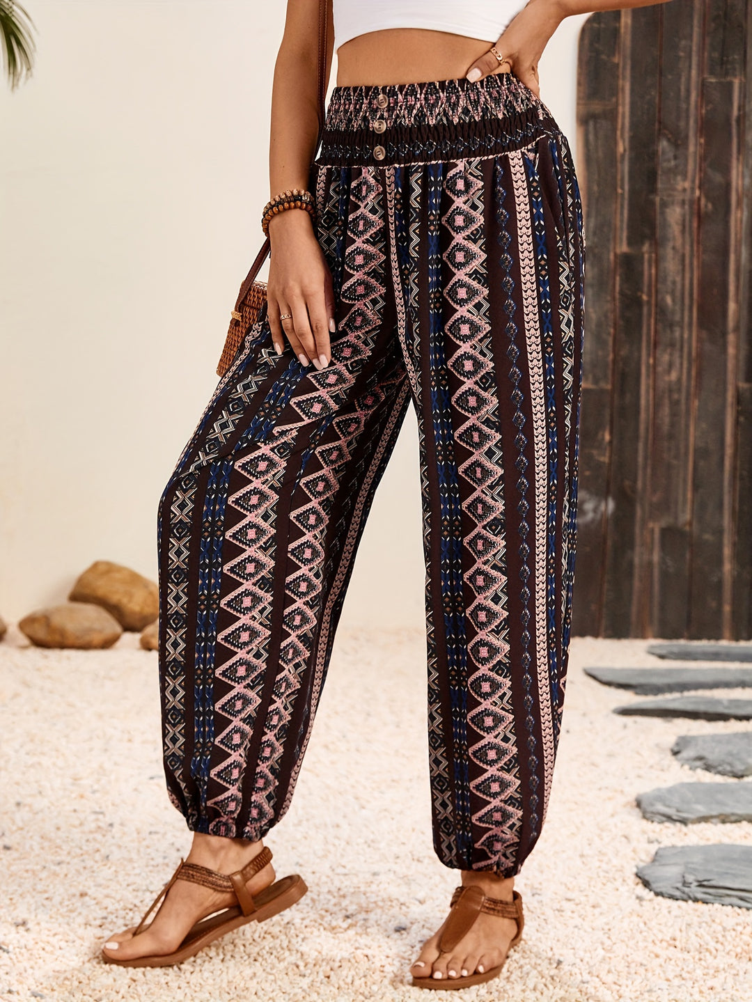 Linna™ - Long Length Boho Ethnic Graphic Print Pants