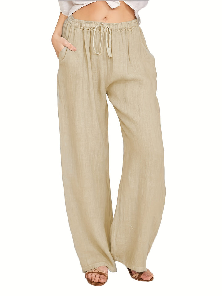 Alina™ - Solid Casual Wide Leg Drawstring Pants