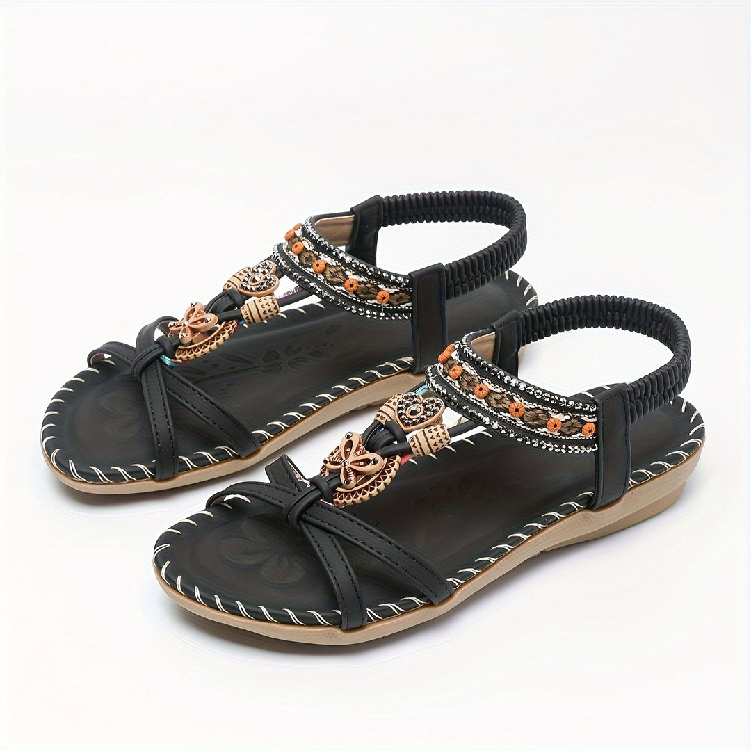 Quinn™ - Boho Style Rhinestone Butterfly Flat Sandals