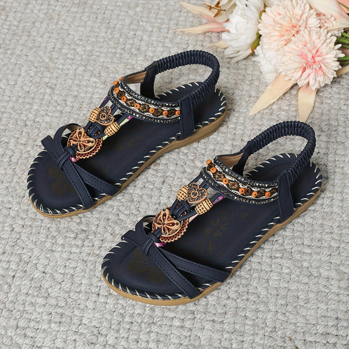 Quinn™ - Boho Style Rhinestone Butterfly Flat Sandals