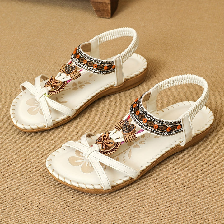 Quinn™ - Boho Style Rhinestone Butterfly Flat Sandals