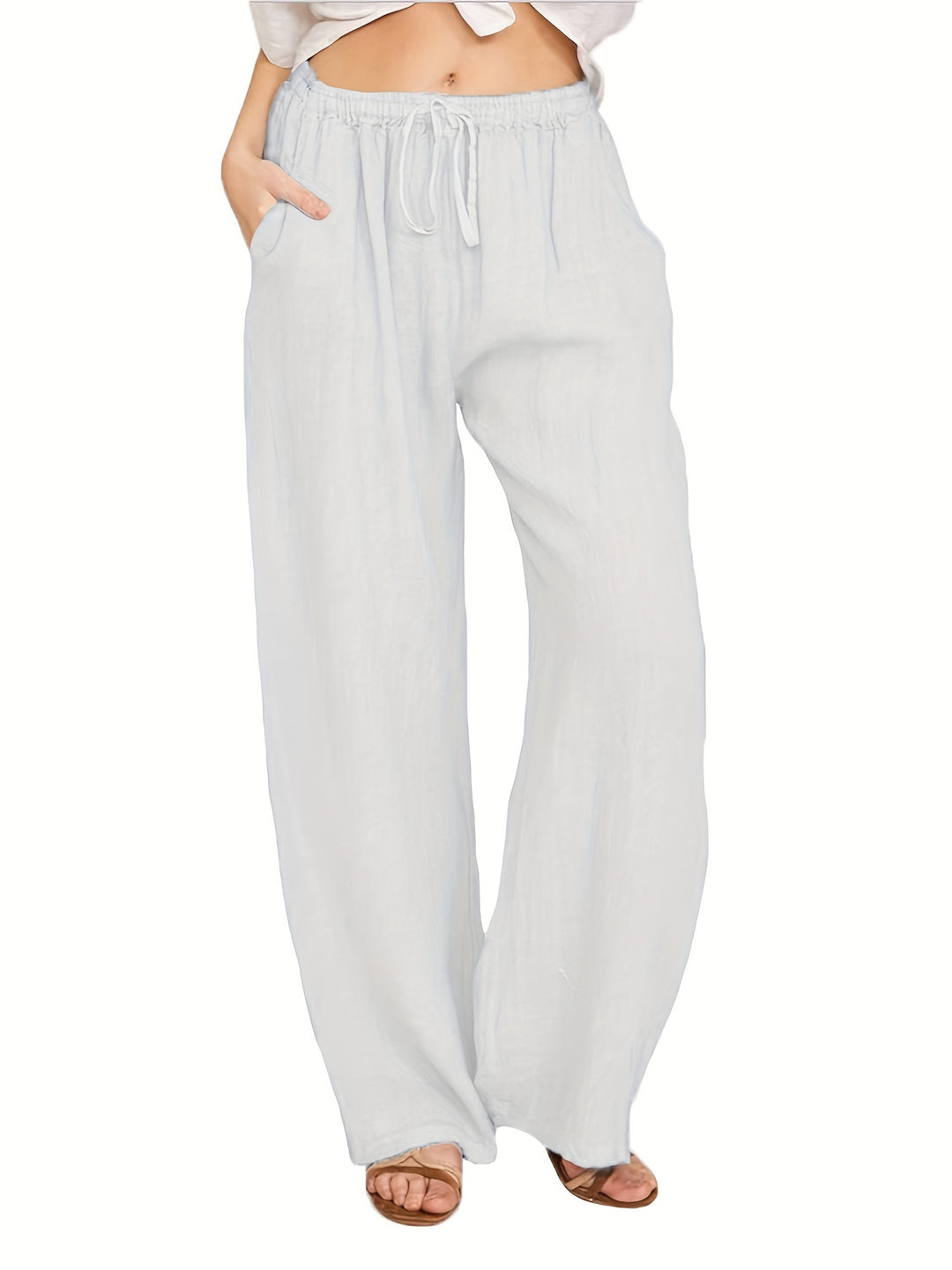 Alina™ - Solid Casual Wide Leg Drawstring Pants