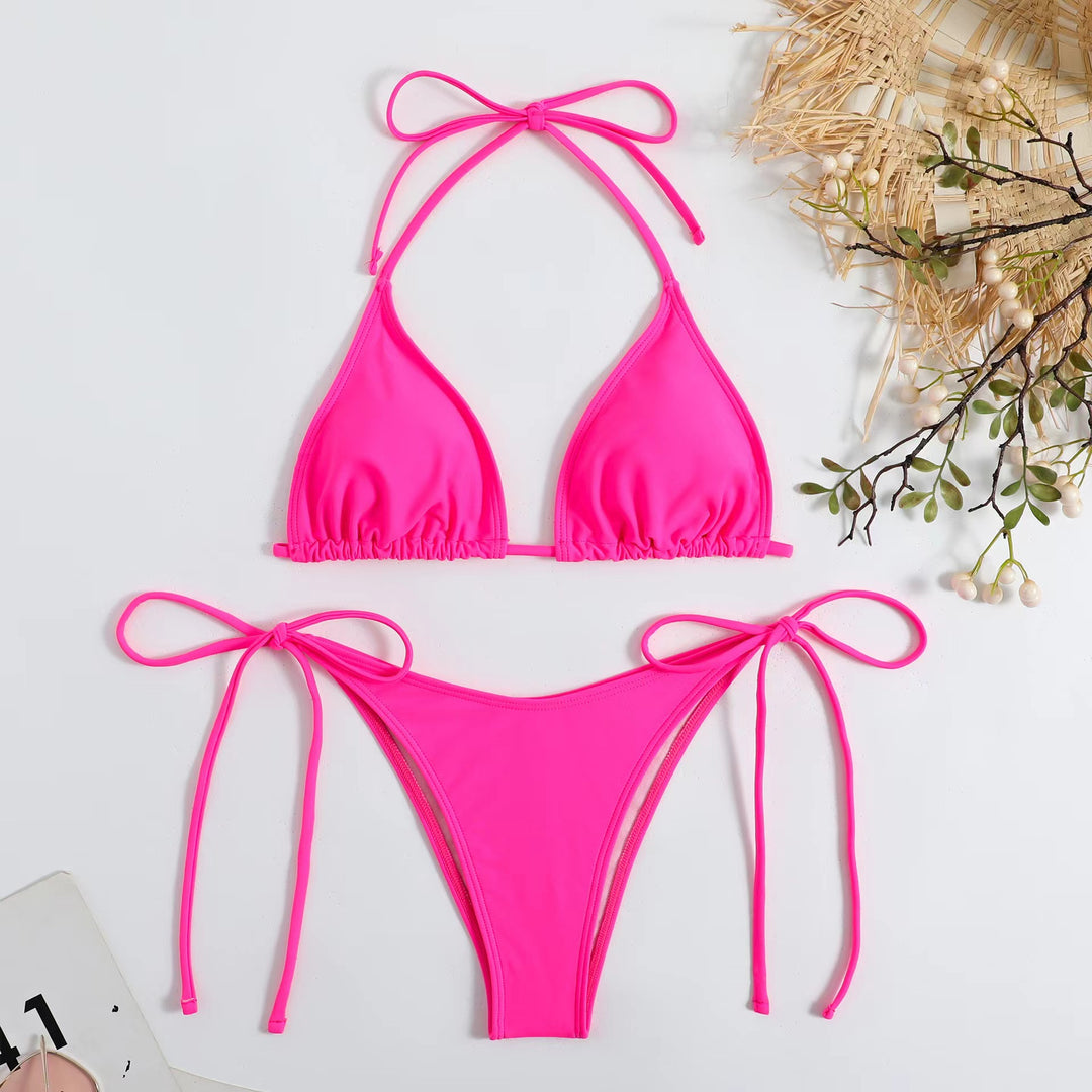 Melly™ - 2 Piece Women's Halter Bra Bikini Set with V String Bottoms