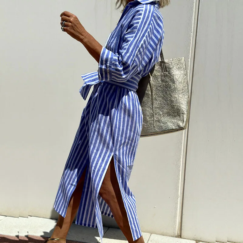 Solange™ - Striped Shirt Dress