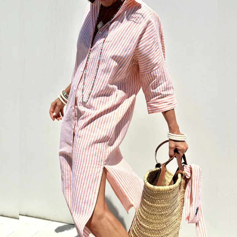 Solange™ - Striped Shirt Dress