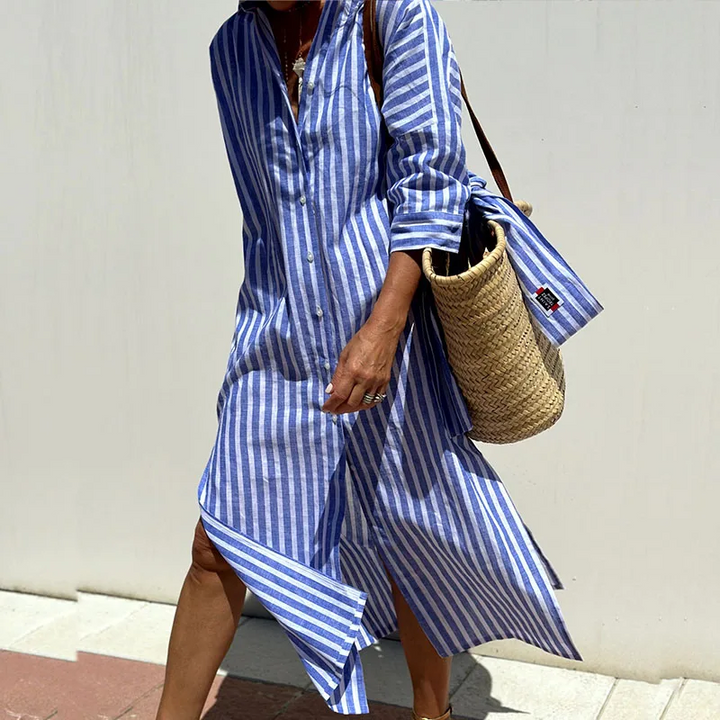 Solange™ - Striped Shirt Dress