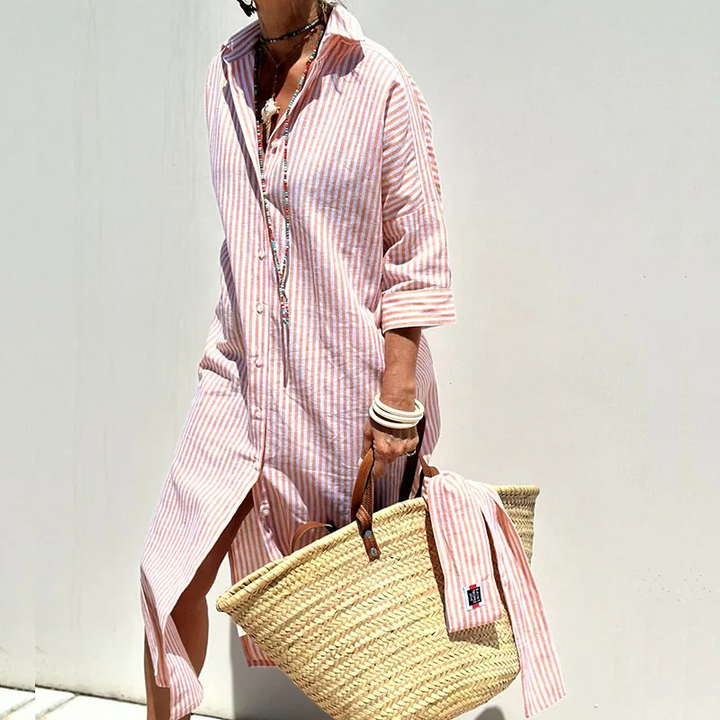 Solange™ - Striped Shirt Dress