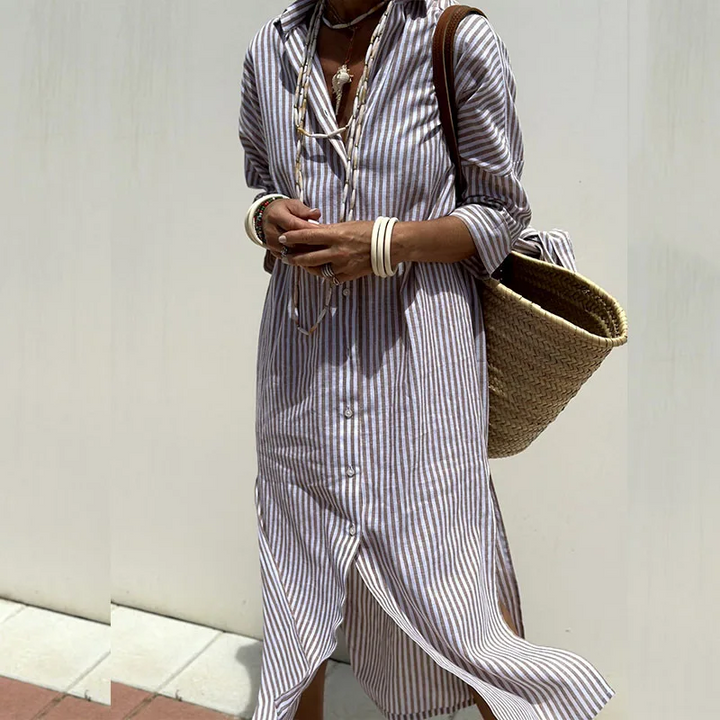 Solange™ - Striped Shirt Dress