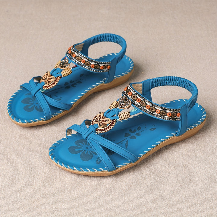 Quinn™ - Boho Style Rhinestone Butterfly Flat Sandals